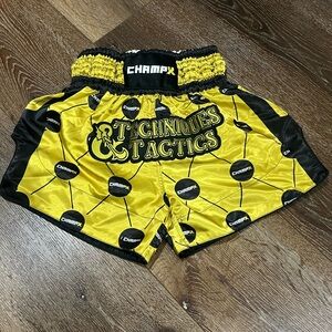 EUC champ x Muay Thai boxing shorts medium gold and black color